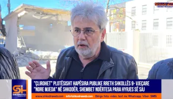 VIDEO – “Çlirohet” plotësisht shkolla “Ndre Mjeda” në Shkodër, shembet ndërtesa para saj…