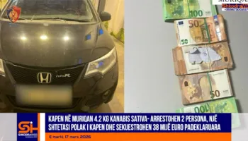 VIDEO – Kapen në Muriqan 4.2 kg kanabis sativa dhe 38 mijë euro të padeklaruara, arrestohen 2 persona