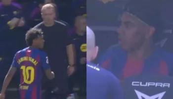 Yamal zëvendësohet dhe reagon me tërbim, por zemërimi nuk ishte ndaj Flick