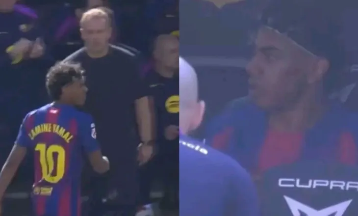 Yamal zëvendësohet dhe reagon me tërbim, por zemërimi nuk ishte ndaj Flick