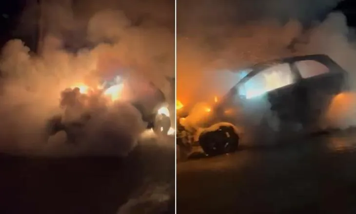 Zjarri shkrumbon makinën në Korçë, nis hetimi për ngjarjen