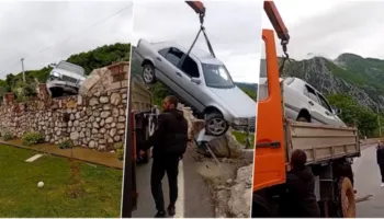 Aksident i frikshëm në Klos, makina përplaset me murin