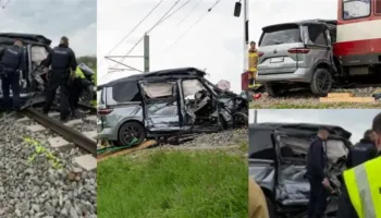 Manninger humbi jetën, pamje tronditëse nga aksidenti. Treni i shkatërroi makinën në kalimin hekurudhor