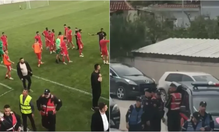 VIDEO/ Kaos në futbollin shqiptar! Bruno Telushi përplaset me policinë, arrestohet gjatë dhunës në ndeshje