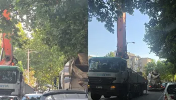 FOTO/ Bllokohet rruga “Ali Demi”, betonieret dhe kamionët shkaktojnë kaos dhe trafik në zonë