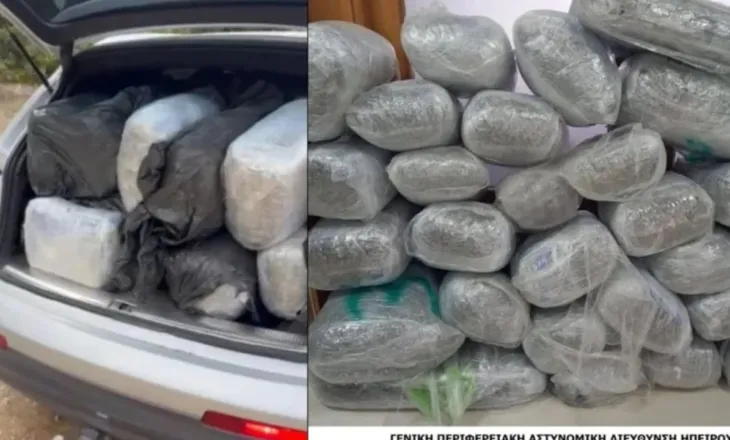 Kapen 167 kg marijuanë në kufirin greko-shqiptar, në pranga shqiptari, pasi policia i kërkoi të ndalonte ai shtoi shpejtësinë e automjetit