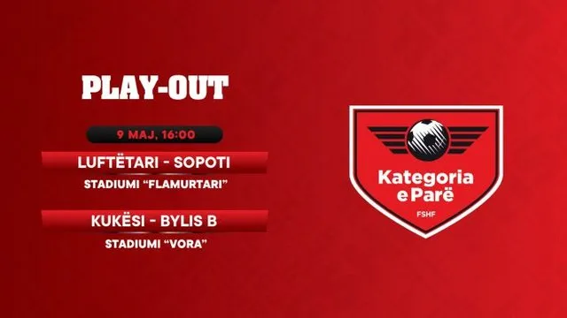 Përcaktohen datat, oraret dhe stadiumet për ndeshjet play-out të Kategorisë së Parë