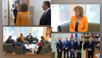 SYRI TV/ Sekretarja e Përgjithshme e EPP, Dolors Montserrat takohet me Sali Berishën në selinë blu