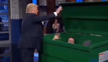 Trump sulmon sërish Colbert pas mbylljes së “The Late Show”, shpërndan video me IA duke e hedhur moderatorin në koshin e plehrave