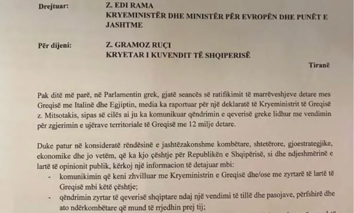 Vasili: Letra e Metes ne gusht 2020 per zgjerimin me 12 milje te Greqise dhe Edi Rama i vertete si tradhetar dhe i rremë si patriot!