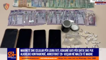 VIDEO – Makinetë dhe celular për lojra fati, kokainë dhe pije kontrabandë në Malësi të Madhe, pranga 26- vjeçarit