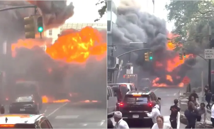 Video/ Panik në Manhattan! Makina shpërthen në mes të rrugës, nuk raportohet për viktima