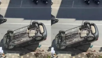 Aksident në Sarandë, përplasen dy automjete, njëra përfundon e përmbysur në mes të rrugës