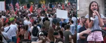“Fitorja është me ne”/ Vogëlushja nga Shkupi, mesazh në protestë: Rama jashtë