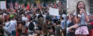 “Fitorja është me ne”/ Vogëlushja nga Shkupi, mesazh në protestë: Rama jashtë