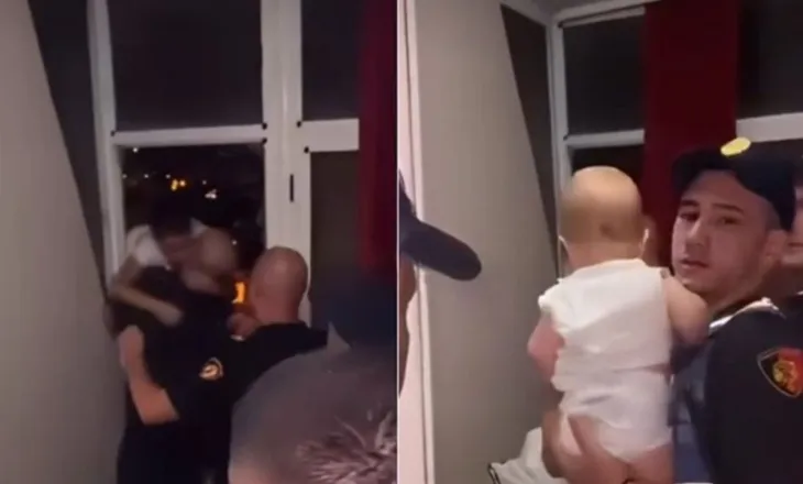Foshnja 8-muajshe qan në krahët e efektivit, momenti kur policët heronj shpëtuan fëmijët nga flakët në Laprakë