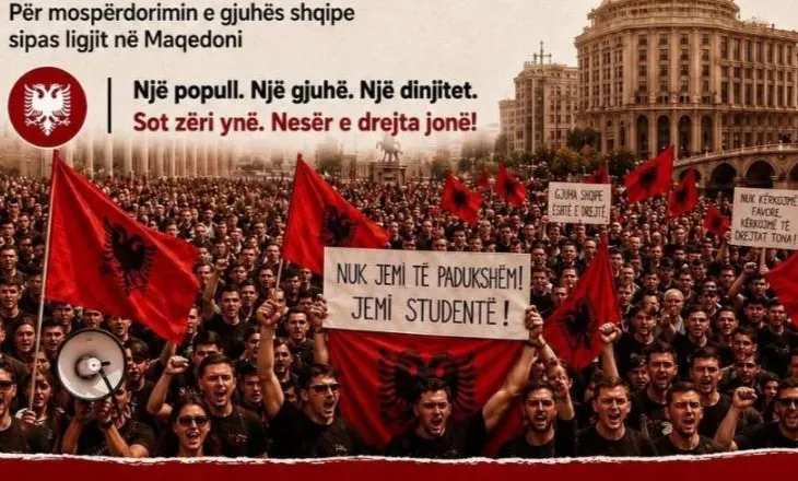 “Gjuha shqipe është e drejtë, jo privilegj”/ Protestë në Prishtinë në mbështetje të studentëve shqiptarë në RMV