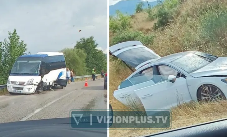 Mikrobuzi i turistëve përplaset me një makinë në Gjirokastër, dy të lënduar