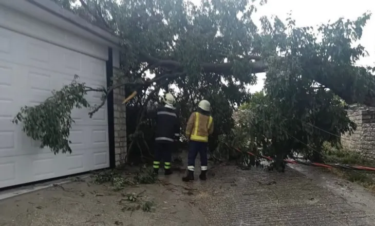 Moti i keq godet Dropullin, pemë të rrëzuara dhe zjarr pas goditjes së rrufesë
