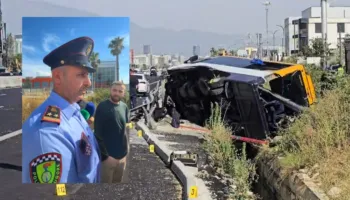 Një fëmijë në gjendje të rëndë nga përmbysja e autobusit në autostradë, drejtori i Policisë Rrugore jep detajet