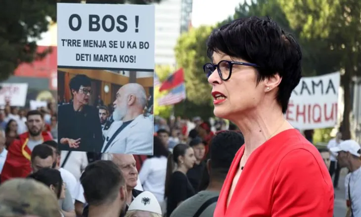 “O bos, t’rre menja se u ka bo deti Marta Kos!”/ Protestuesit i përgjigjen nga bulevardi