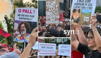 Protesta e 18-të/ Pankartat ‘pikante’ për Ramën: 5 mijë euro kushtojnë dy c*ca, ti jep me 1 euro m² e tokës