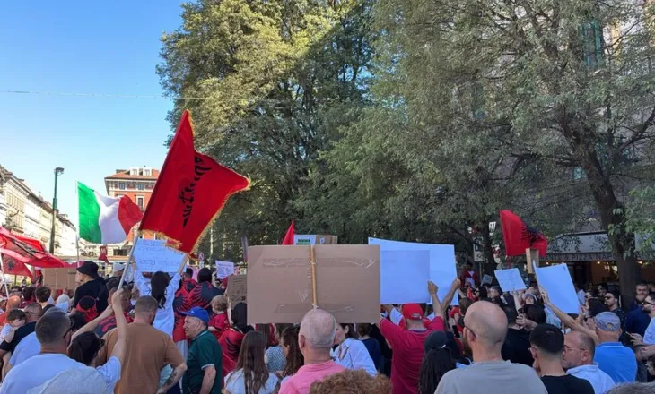 Protestë edhe në Itali/ Shqiptarët kërkojnë dorëheqjen e Ramës nga Milano (VIDEO)