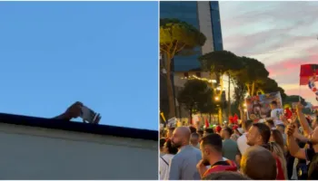 Qytetarët kërkojnë dorëheqjen e Ramës, gardisti fotografon turmën nga tarraca e Kryesisë së Kuvendit