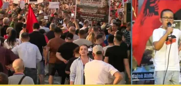 “Rama në burg, Berisha në burg”/ Vogëlushi elektrizon sheshin: Ne jemi revolucioni i paqes dhe drejtësisë