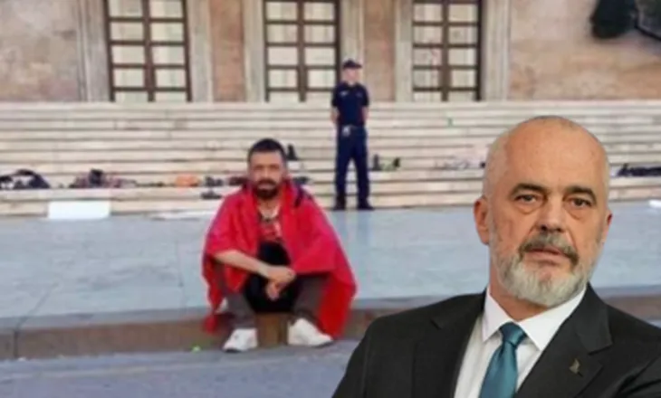 ‘Të përdorën ty, për interesat e veta’ Rama dedikim protestesit para zyrës së tij: Shoh veten time! Mbete vetëm, eja tek unë…