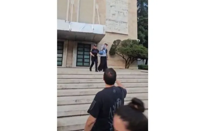 VIDEO/ Tensione në protestë, një protestuese tenton të hyjë në ambientet e kryeministrisë, ndalohet nga policia