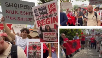 Zvërneci! Protestë edhe në SHBA, shqiptarët mblidhen para ambasadës në Uashington