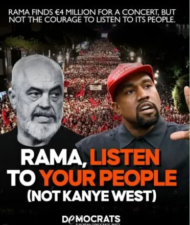 4 mln euro për Kanye West, Partia Demokratike Europiane-Ramës: Shqipëria meriton demokraci një të ardhme europiane…