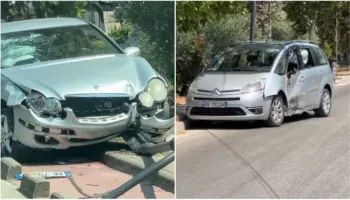 Aksident në unazën e Patosit, përplasen dy automjete, plagosen gruaja dhe fëmijët e njërit drejtues