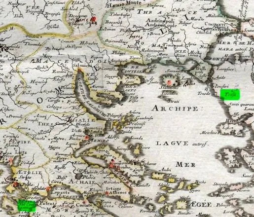 Biblioteka Kombëtare ruan një hartë të vitit 1655  me Trojën dhe Itakën, vende të lidhura me rrëfimin e Homerit