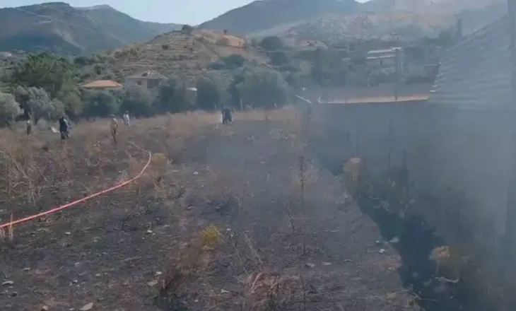 FOTO/ Zjarr i madh në Lazarat, era favorizoi flakët që rrezikuan banesat! Shkak dyshohet masa në telat elektrikë!