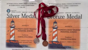 Kori i Fëmijëve “Okarina” vlerësohet me dy medalje në Festivalin Koral të Prevezës 