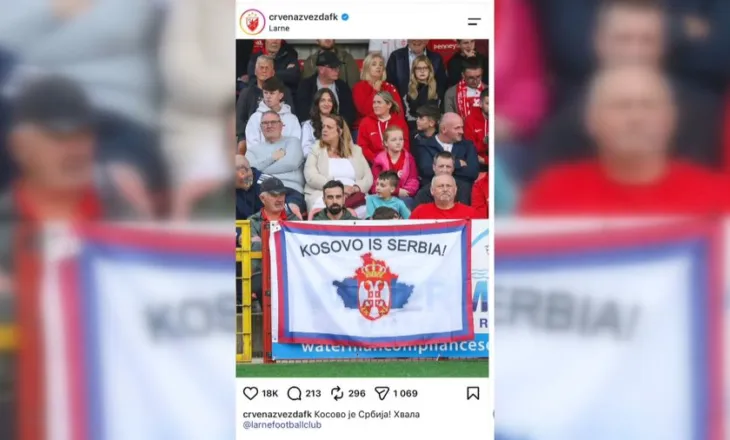 “Kosova është Serbi”, Crvena Zvesda provokon në faqen e saj, publikon pankartën