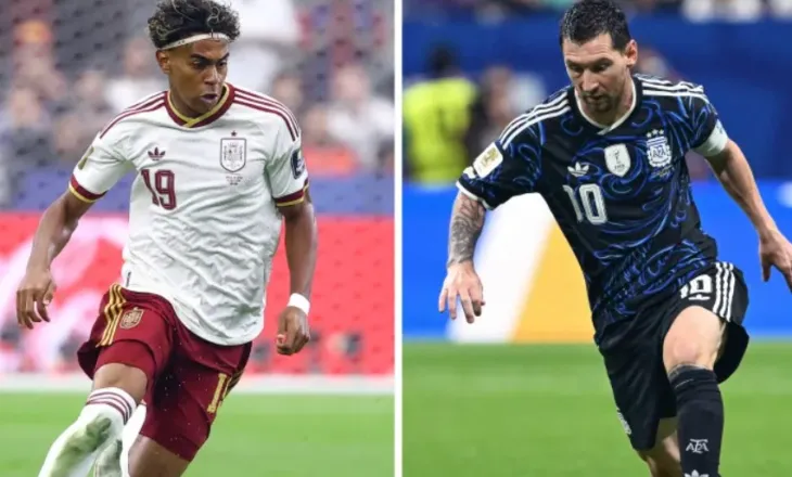 Lautaro Martinez nga njëra anë dhe Pedri në anën tjetër në stol. Formacionet zyrtare të finales