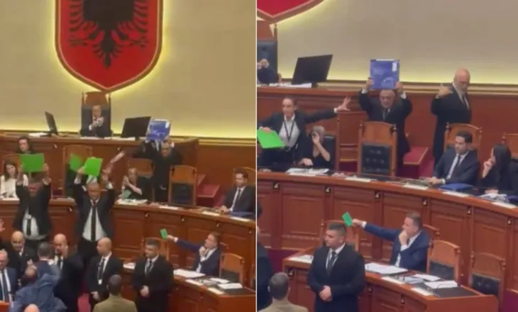 Opozita ‘peng’ foltoren, Rama lë sallën, deputetët e PD hedhin shishe dhe kartona drejt tij
