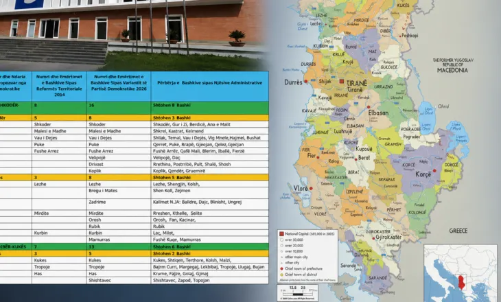 PD publikon draftin për Reformën Territoriale/ Demokratët propozojnë 100 bashki dhe 6 rajone