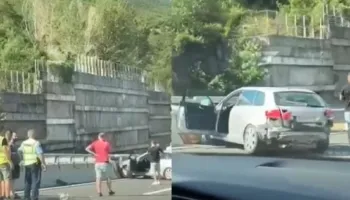 Përplasje e rëndë mes 6 makinave në autostradën “Ibrahim Rugova”, plagosen 8 persona, mes tyre edhe një grua shtatzënë