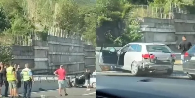 Përplasje e rëndë mes 6 makinave në autostradën “Ibrahim Rugova”, plagosen 8 persona, mes tyre edhe një grua shtatzënë