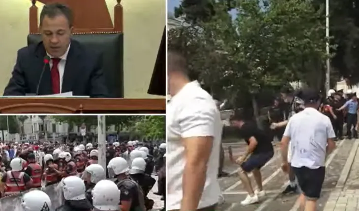 Përplasje edhe në hyrje të Parlamentit, hiqet gardhi metalik. Seanca nis pa PD
