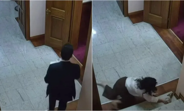 Po ndiqte Shehajn që vodhi marrëveshjen me SHBA-në, momenti kur këshilltarja e Kuvendit rrëzohet nga shkallët