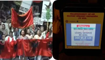 Revolta kundër qeverisë! Pankarta ironike ndaj Ballukut, dhe deputetëve socialistë: Belinda t’i lëshojë apartamentet…