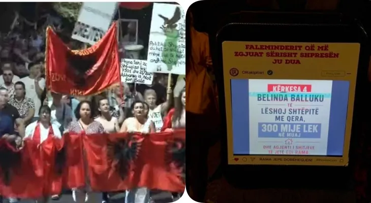 Revolta kundër qeverisë! Pankarta ironike ndaj Ballukut, dhe deputetëve socialistë: Belinda t’i lëshojë apartamentet…