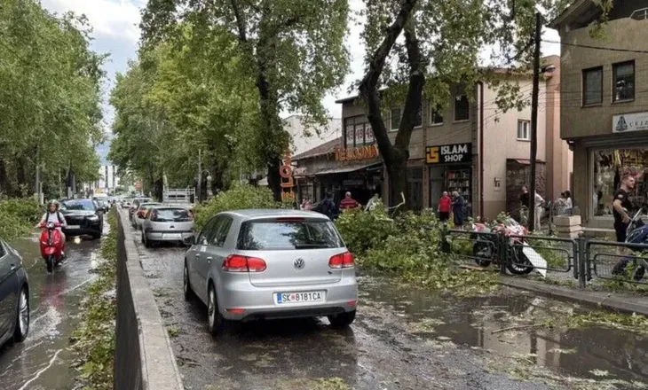 Stuhi të fuqishme në Shkup dhe Suharekë, pemë të rrëzuara dhe dëme të shumta materiale (VIDEO)