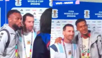 Të gjithë të çmendur pas Messit, futbollistët e Kepit të Gjelbër pritën fundin e intervistës për të bërë foto me të