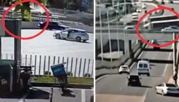 (VIDEO) Pamjet e momentit të aksidentit, betonierja futet me shpejtësi në rrethrrotullim, përplas Audi-n dhe bie nga lartësia